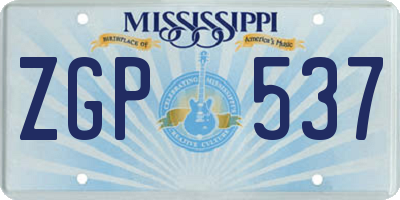MS license plate ZGP537
