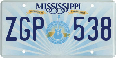 MS license plate ZGP538