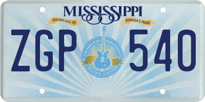 MS license plate ZGP540