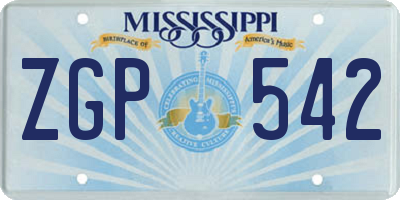 MS license plate ZGP542