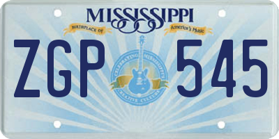MS license plate ZGP545