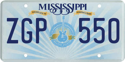 MS license plate ZGP550