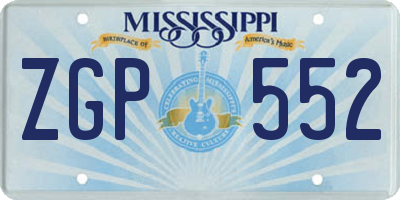MS license plate ZGP552