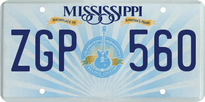 MS license plate ZGP560
