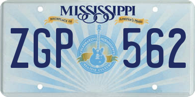MS license plate ZGP562