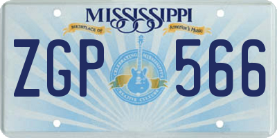 MS license plate ZGP566