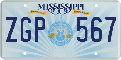 MS license plate ZGP567