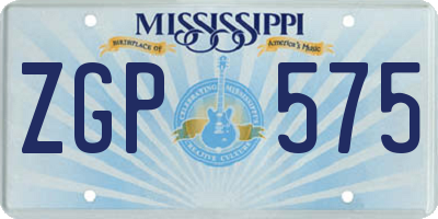 MS license plate ZGP575