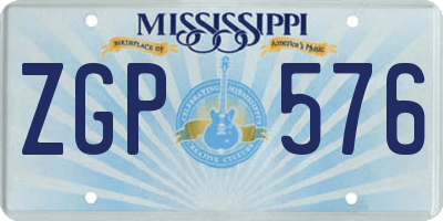 MS license plate ZGP576