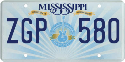 MS license plate ZGP580