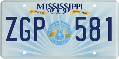 MS license plate ZGP581