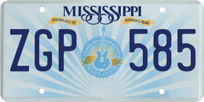 MS license plate ZGP585