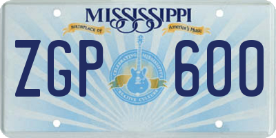MS license plate ZGP600