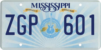 MS license plate ZGP601