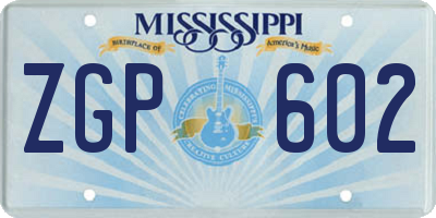 MS license plate ZGP602