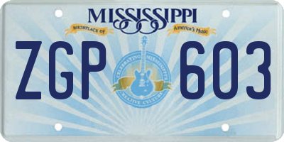 MS license plate ZGP603