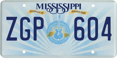 MS license plate ZGP604