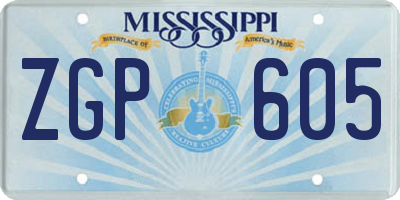 MS license plate ZGP605