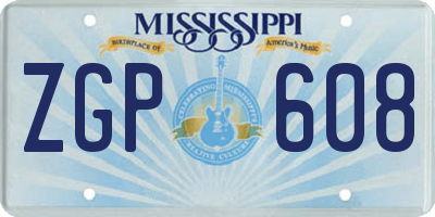 MS license plate ZGP608