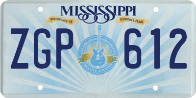 MS license plate ZGP612