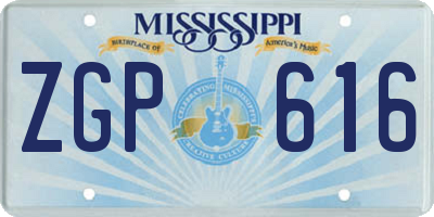 MS license plate ZGP616