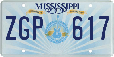 MS license plate ZGP617