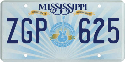 MS license plate ZGP625