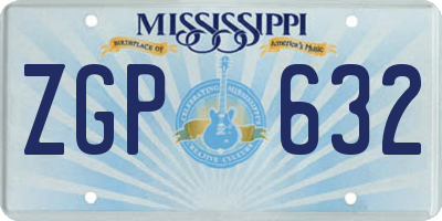 MS license plate ZGP632