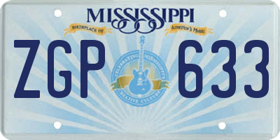 MS license plate ZGP633