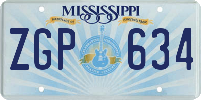 MS license plate ZGP634