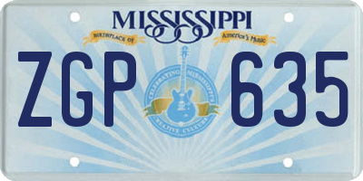 MS license plate ZGP635