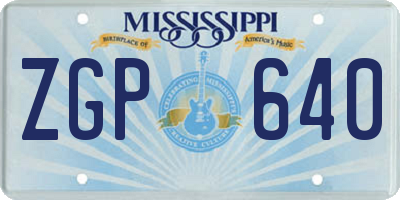 MS license plate ZGP640