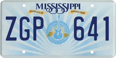 MS license plate ZGP641
