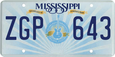 MS license plate ZGP643