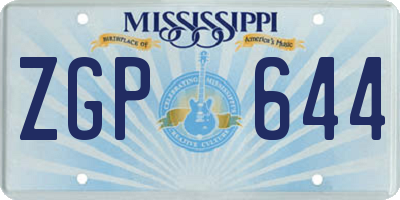 MS license plate ZGP644
