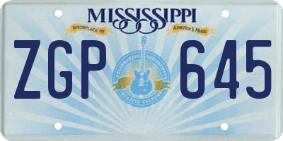 MS license plate ZGP645