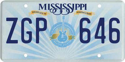 MS license plate ZGP646
