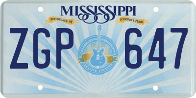 MS license plate ZGP647