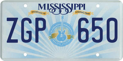 MS license plate ZGP650