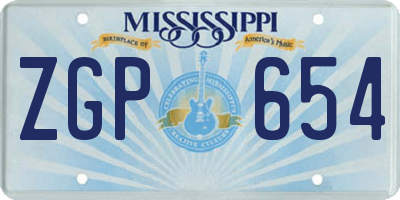 MS license plate ZGP654