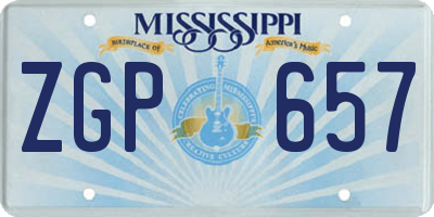MS license plate ZGP657
