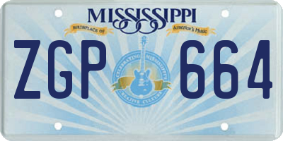 MS license plate ZGP664