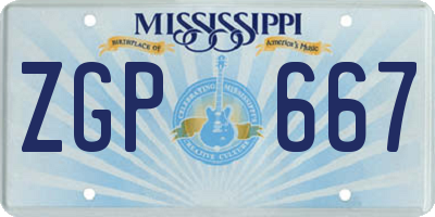 MS license plate ZGP667
