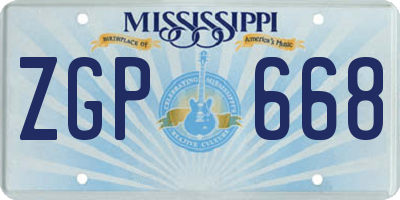 MS license plate ZGP668
