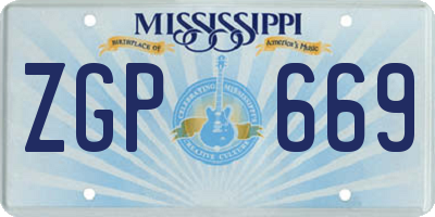 MS license plate ZGP669