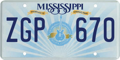 MS license plate ZGP670