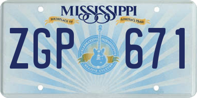 MS license plate ZGP671