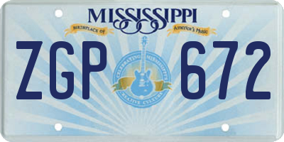 MS license plate ZGP672