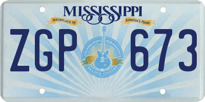 MS license plate ZGP673