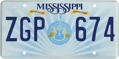 MS license plate ZGP674